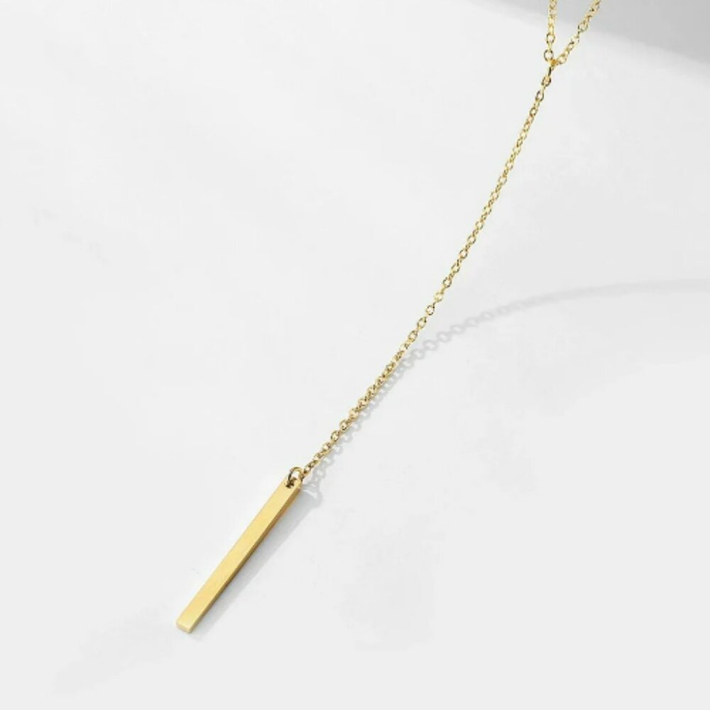 Gold Necklace 14K Gold Plated CZ‎ Lips Bead Y Shaped Lariat